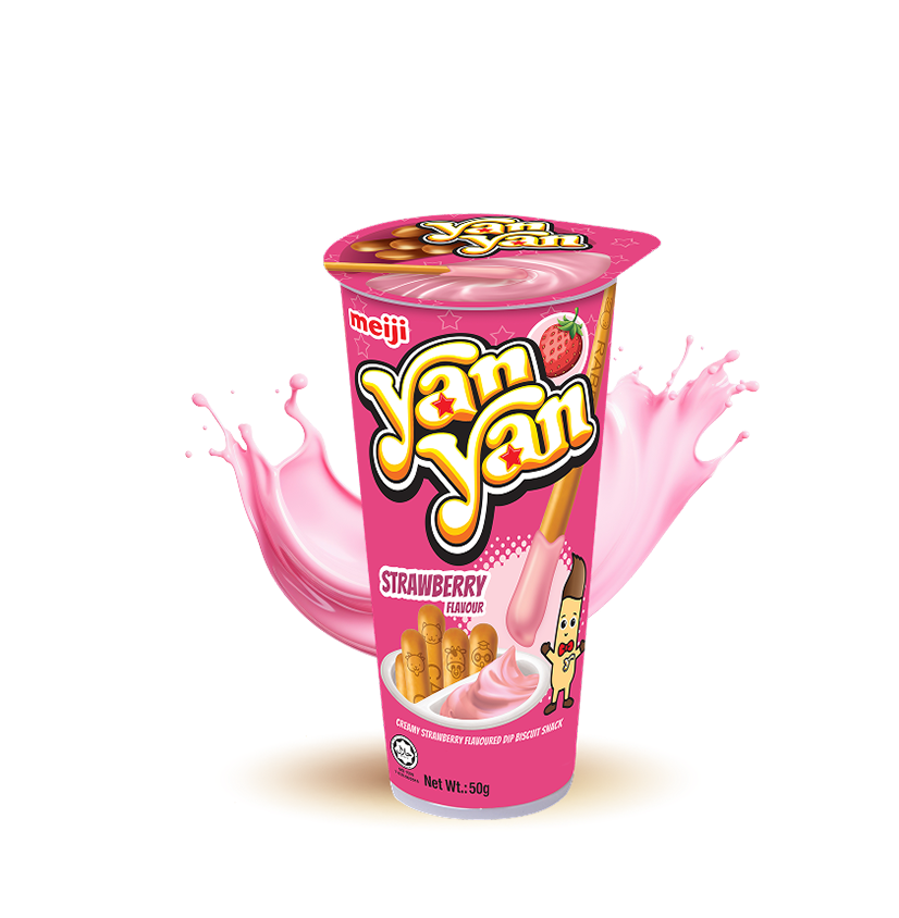 Yan Yan Creamy Strawberry Flavoured Dip Biscuit Snack